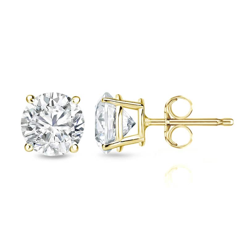 Auriya 18k Gold 1 1/4ct TW Clarity-enhanced Diamond Stud Earrings (G-H, I2-I3) - Yellow