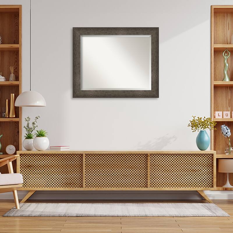 Dappled Beveled Wood Framed Wall Mirror