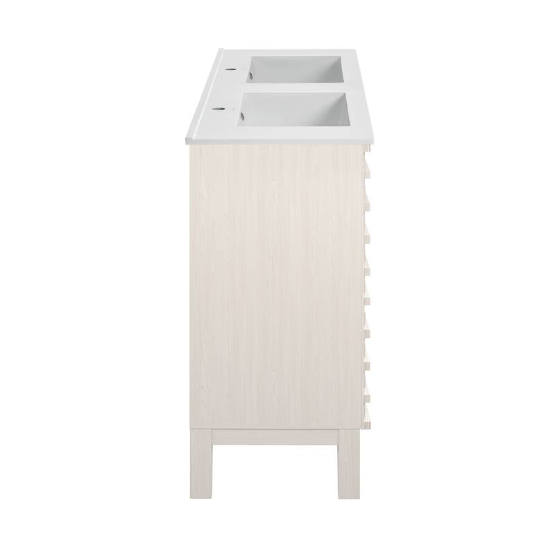 Cascade 48" Freestanding Bathroom Vanity In White Oak With Double Basin Sink Top - 48