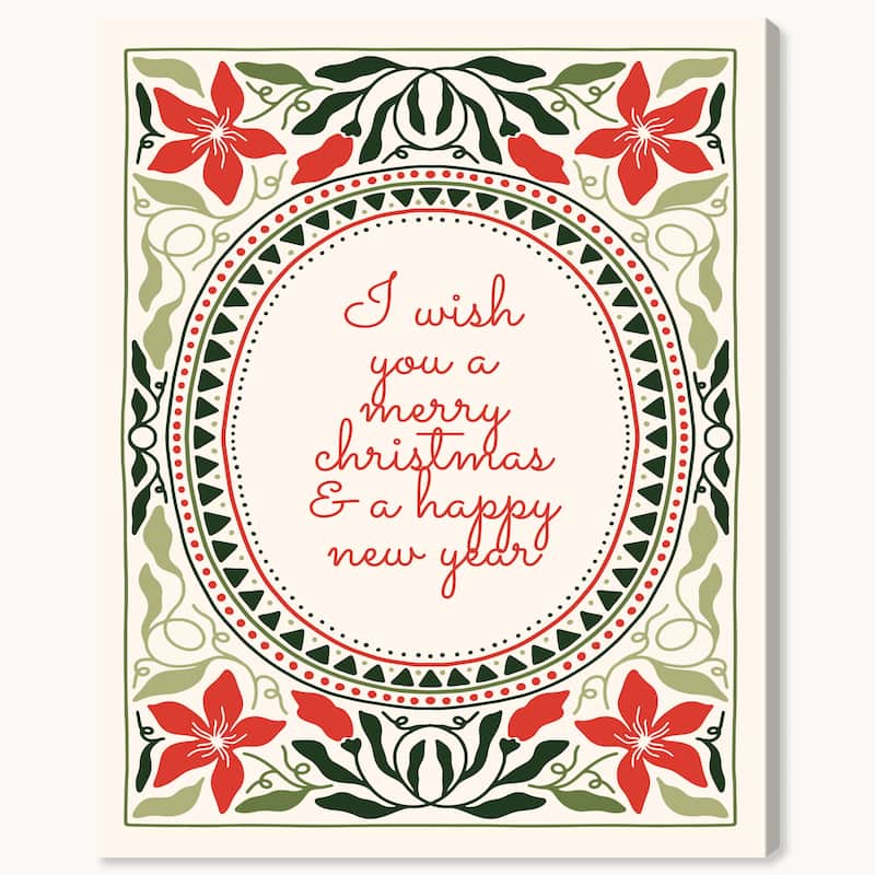 Wynwood Studio Canvas Holiday and Seasonal Medieval Modern Christmas Wishes Red Modern & Contemporary Wall Art Canvas Print