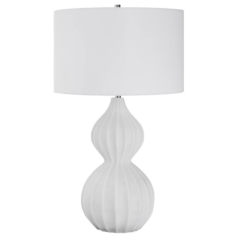 Scalloped Ridge Table Lamp with Drum Shade - 27.5" - Cream