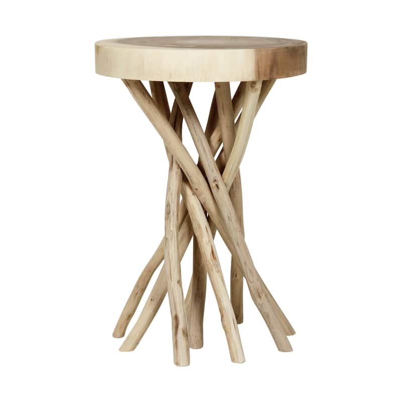 East at Main Solid Wood Cross-cut Accent Table with Branch Base - Small