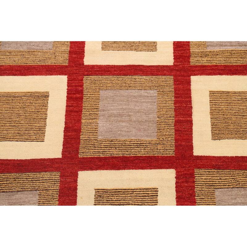 Modern Geometric Gabbeh Kashkoli Oriental Area Rug Wool Hand-knotted - 5'6" x 9'6"