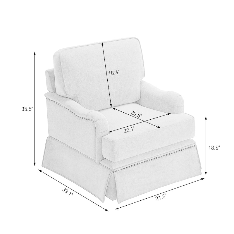 Skirted Swivel Accent Nailhead Barrel Chair