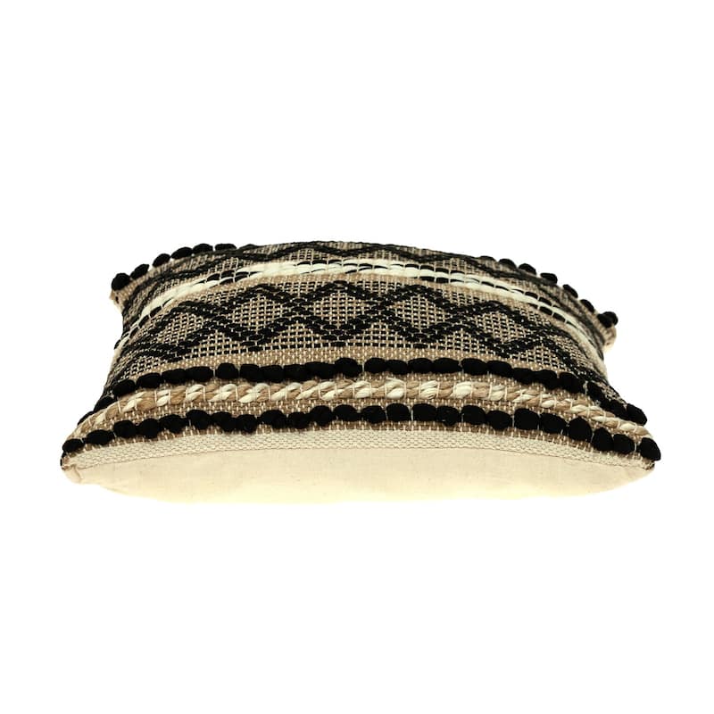 HomeRoots Black And Sand Woven Decorative Pillow
