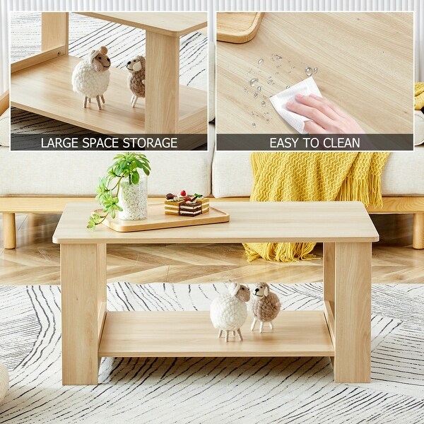 Modern and practical tea table, double-layer coffee table - Bed