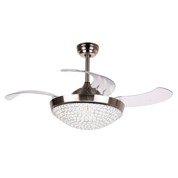 Shop Dimmable Light 46 Inch Foldable 4 Blades Crystal