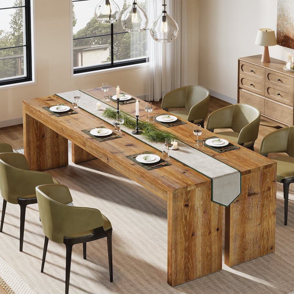 78.7-Inch Solid Wood Dining Table, Kitchen Table for 6-8 People