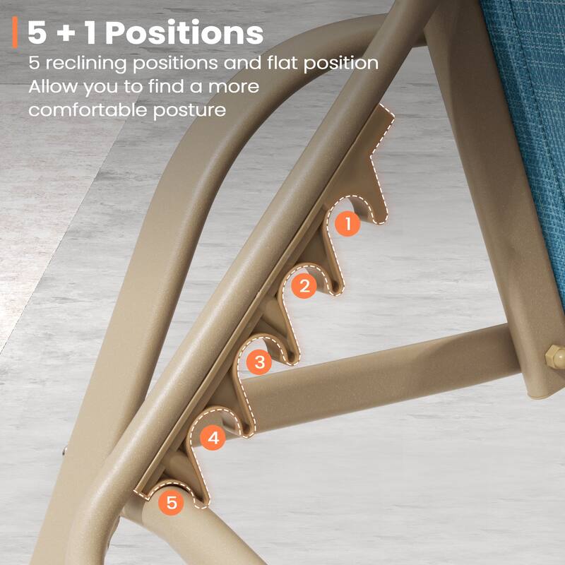 Pellebant 2/4PCS Outdoor Lounge Chair Aluminum with Adjustable Backrest