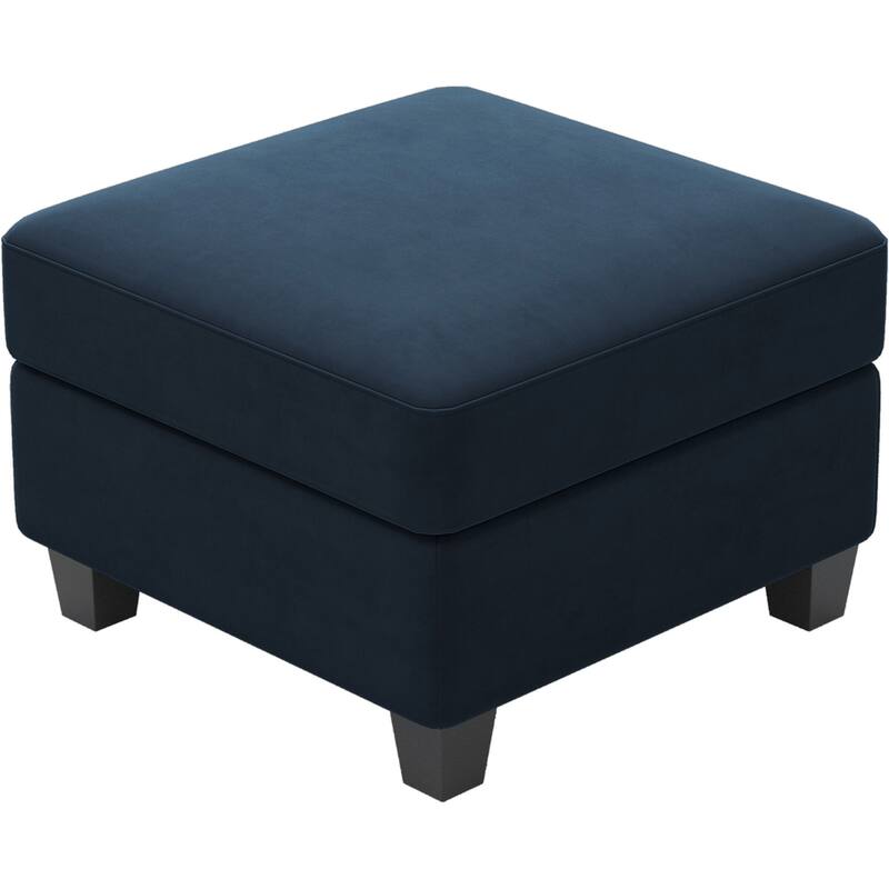 HomeRoots 25" Blue and Black Velvet Storage Ottoman