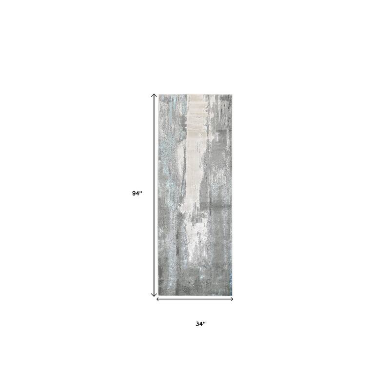 Zebuv Power Loomed Abstract Modern Stain Resistant Area Rug By HomeRoots - 94' X '34' X '0.39