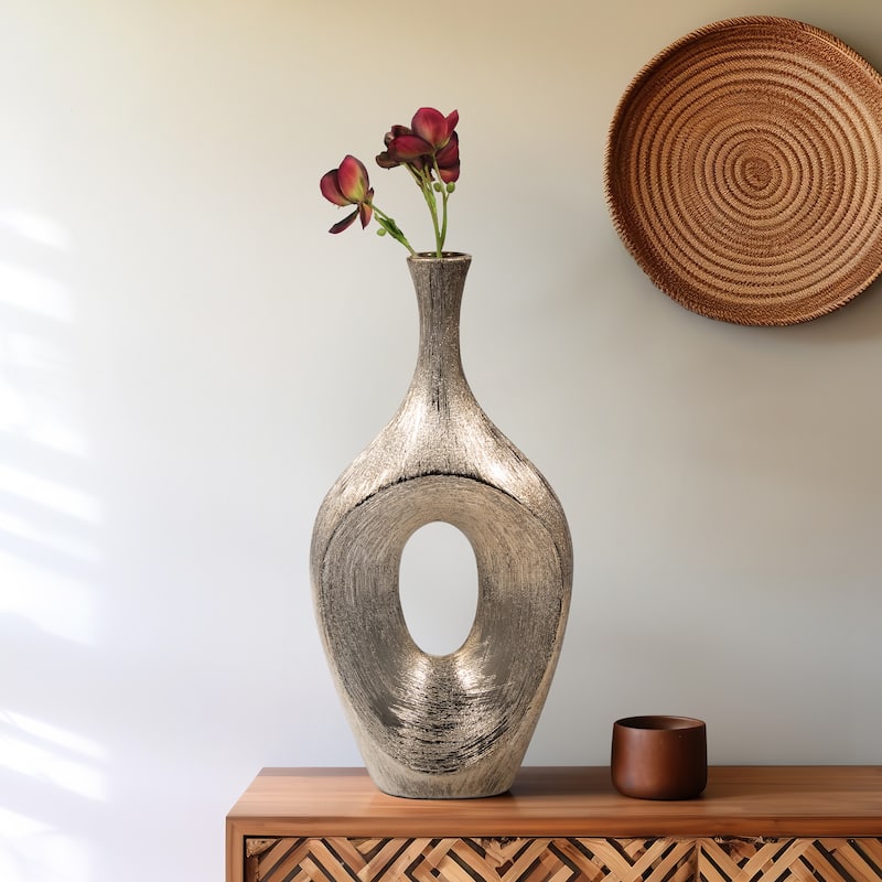 Sagebrook Home Ceramic 19" Open Cut Vase, Oval, 19"H