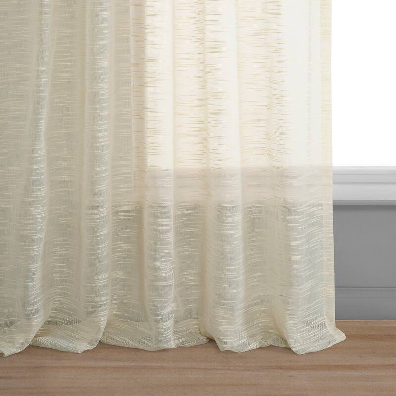 Exclusive Fabrics Open Weave Cream Linen Blend Sheer Curtains (1 Panel)