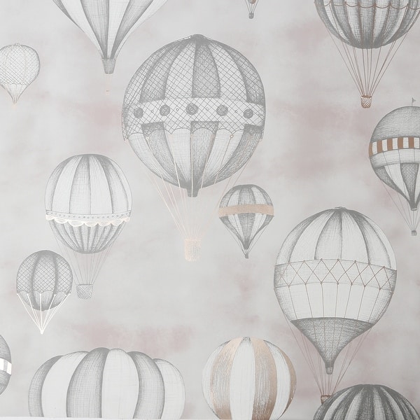 slide 2 of 5, Balloon Fiesta Grey and Rose Gold Wallpaper