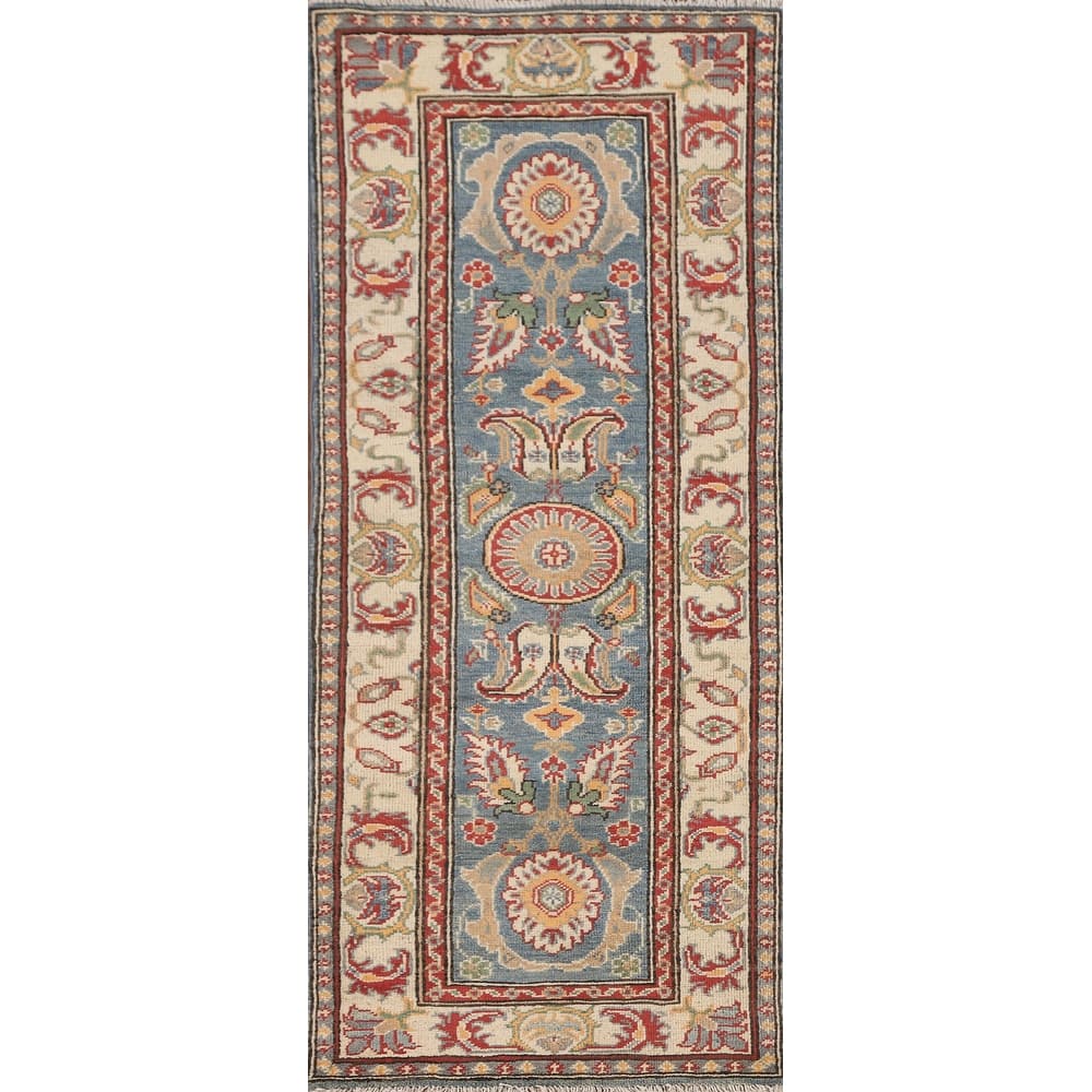 Kazak Runner Rug Handmade Oriental Floral Wool Carpet - 2'0" x 5'7"