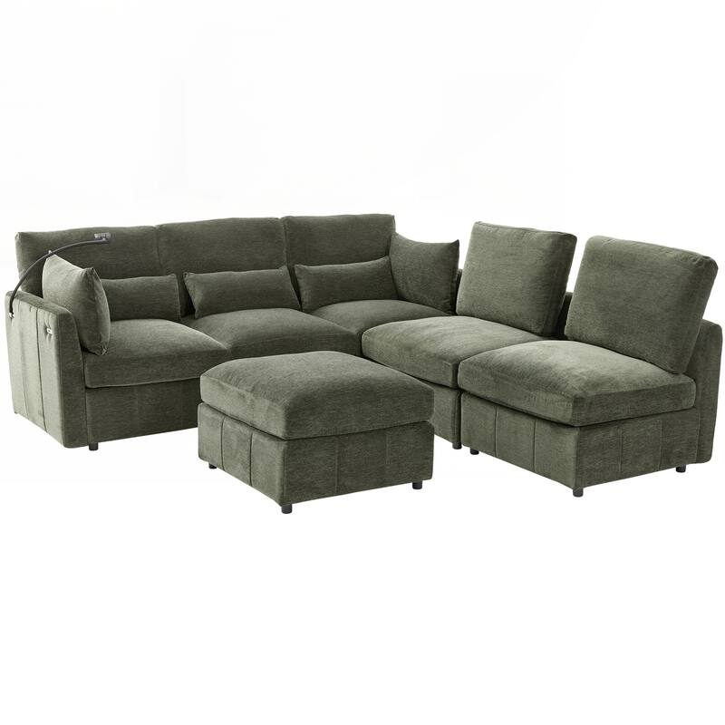 Modern Sectional Sofa Modular Sofa 85.4" U-shaped Sofa Couch Sofa Bed L-shaped Sofa with a Movable Ottoman
