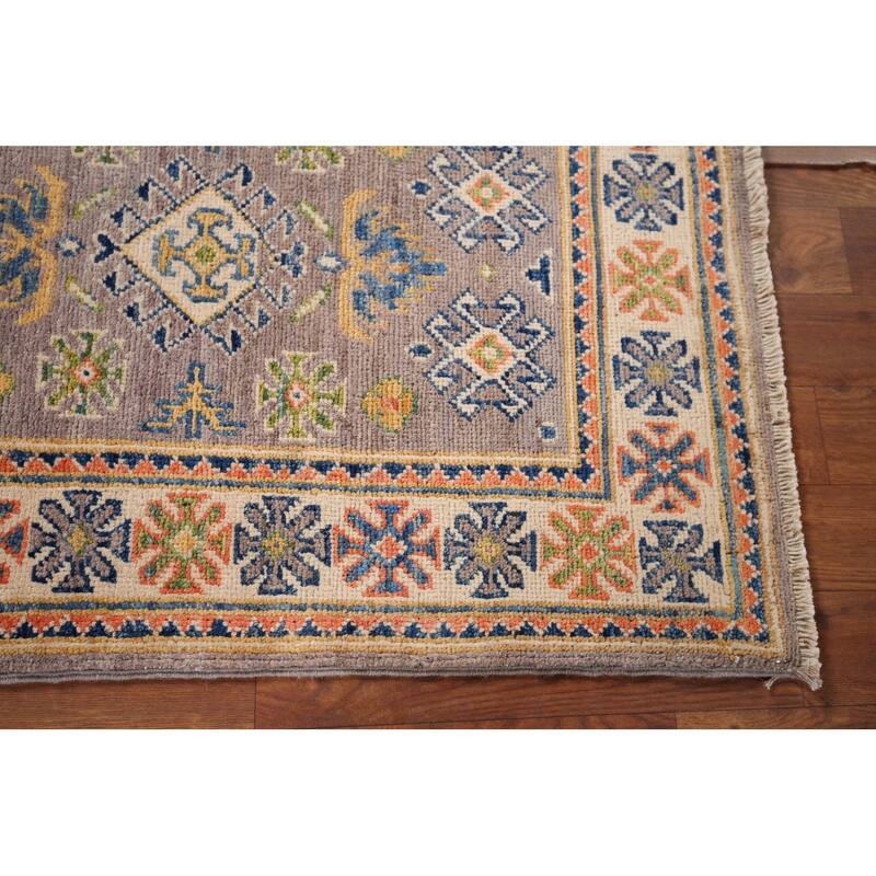 Geometric Kazak Accent Rug Handmade Oriental Wool Carpet - 2'1" x 2'10"