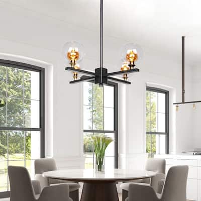 Amber and Clear Double-Wall Glass Shade LED Pendnat Light