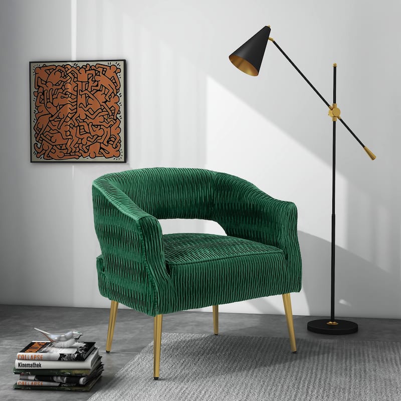 Contemporary Upholstered Ruffle Accent Chair - Green