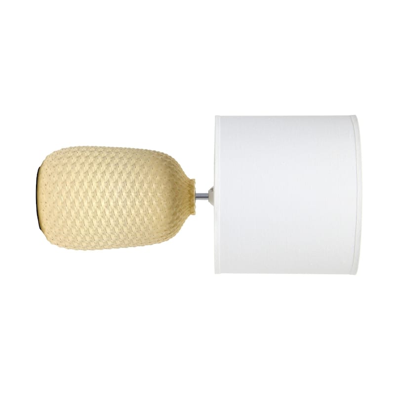 Tall Ceramic Purled Texture Bedside Table Desk Lamp with Drum Shade - 20.5" - Yellow and White
