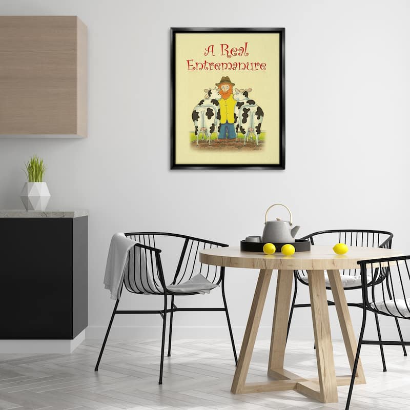 Stupell Vintage A Real Entremanure Framed Floater Canvas Wall Art Design By Roger Straub