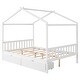 preview thumbnail 11 of 10, Full Size House Platform Bed with Roof Design, Headboard, Footboard, and 2-Storage Drawers, Open Concept, White