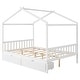 preview thumbnail 11 of 10, Full Size House Platform Bed with Roof and 2 Storage Drawers, White