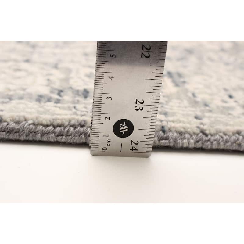 ECARPETGALLERY Hand-knotted Heritage Grey Silk, Wool Rug - 2' 7" x 13' 10"