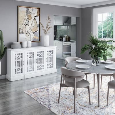 Buffet Sideboard with Decorative Glass Cabinet Doors