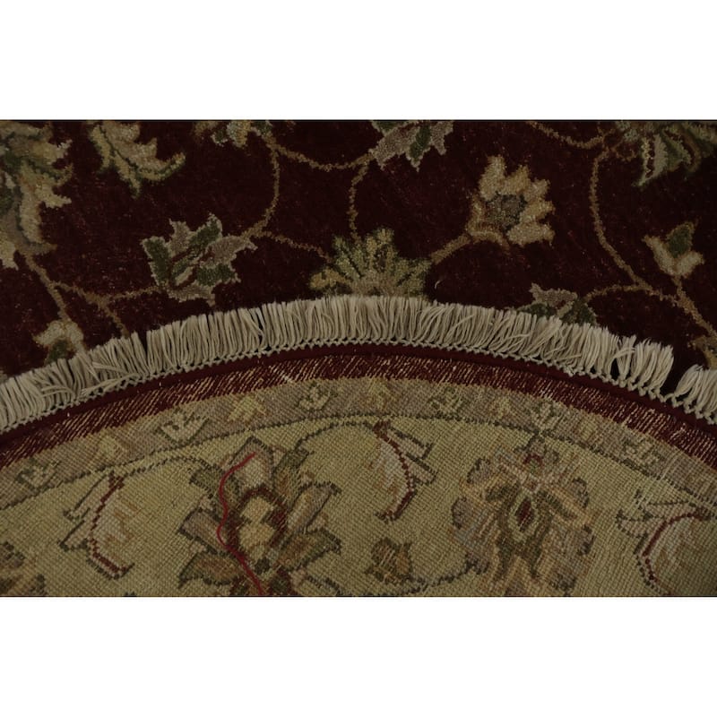 Hand Knotted Oriental 100% Wool Carpet Traditional All-Over Red Peshawar Area Rug - 4' 0'' X 4' 0''