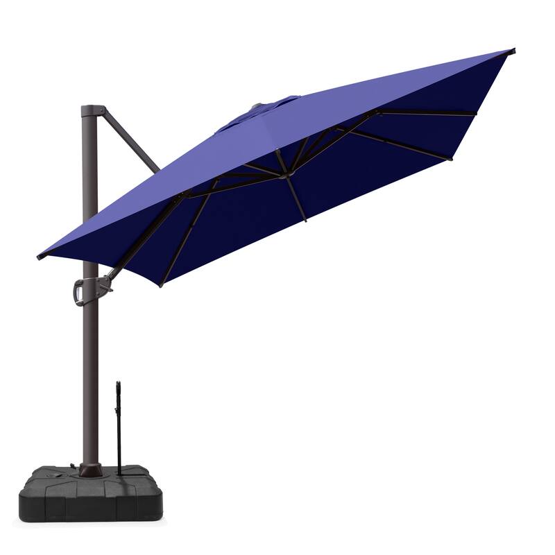 VredHom 10 x 13 Ft Outdoor Wind Vent Cantilever Patio Umbrella with Rod Base - NavyBlue