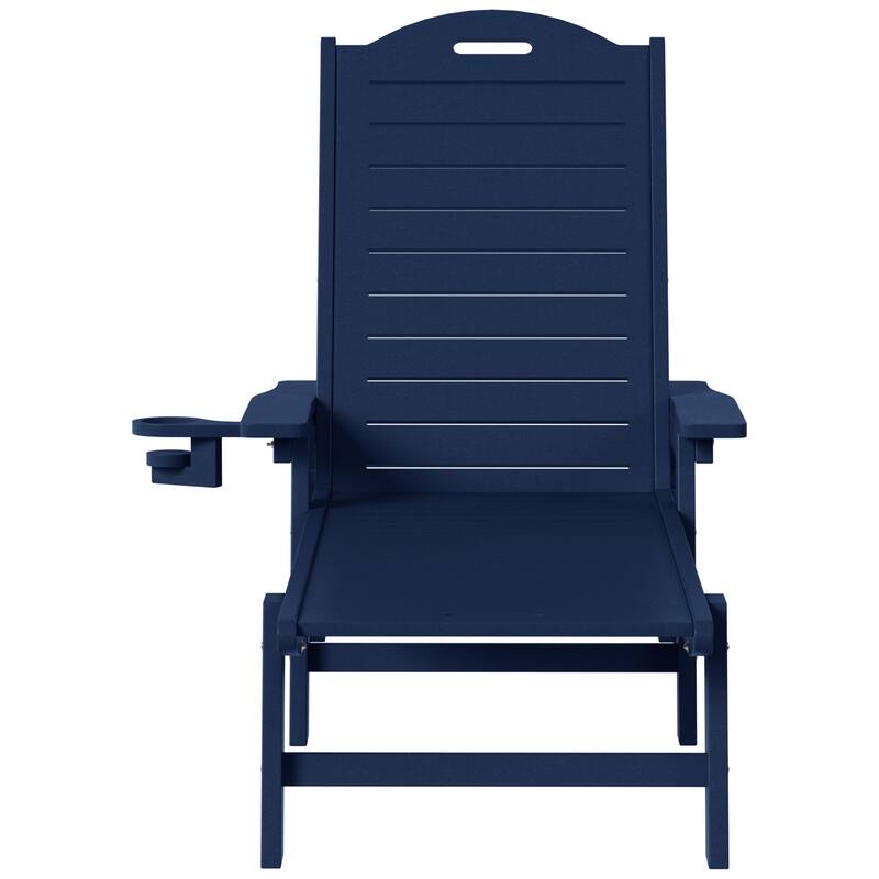 Brighton Outdoor Poly Reclining Chaise Lounge with Wheels & Cup Holder (Set of 4)