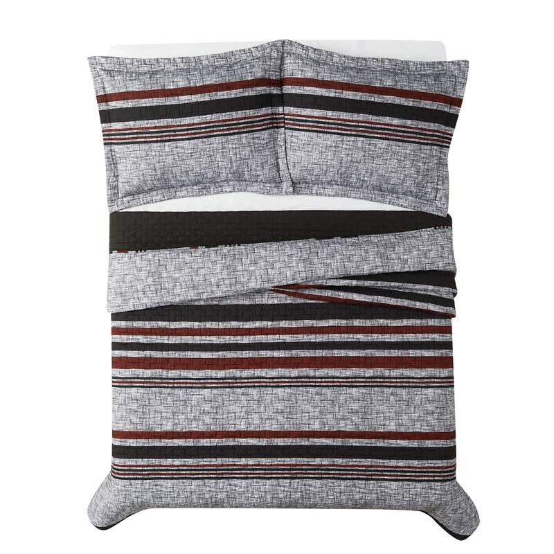 London Fog Warren Stripe 3 Piece Quilt Set On Sale Bed Bath & Beyond 31299690
