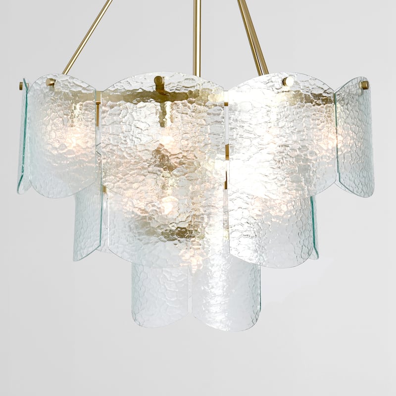 Theresa 16-Light Glass Chandelier by Kosas Home - Gold/Clear