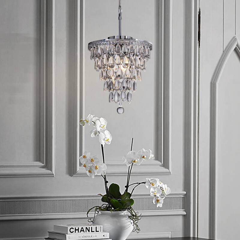 3 Light Glam Crystal Tier Pendant Chandelier