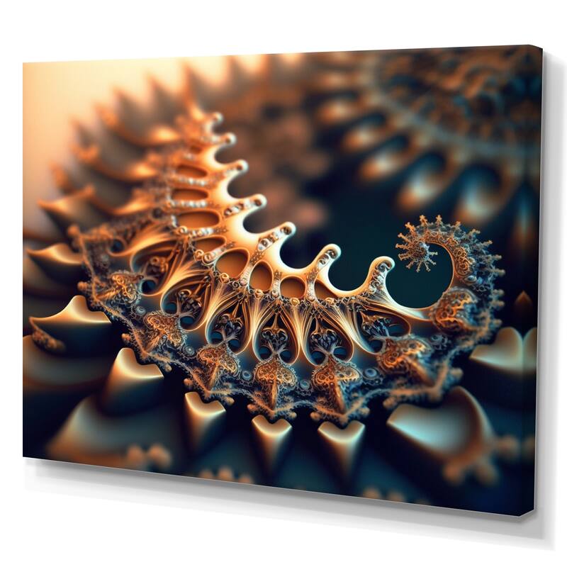 Designart "Fractal Infinity In Gold I" Modern Geometric Canvas Wall Art