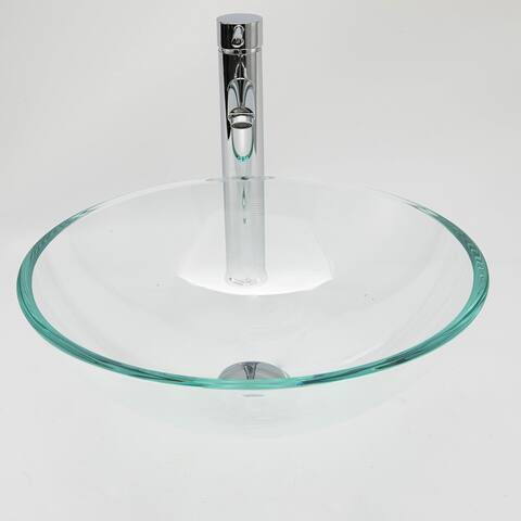 Vinnova Glass Circular Vessel Bathroom Sink without Faucet