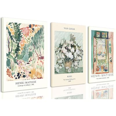 Abstract Floral Prints Poster Set of 3 Mid Century Aesthetic Flower