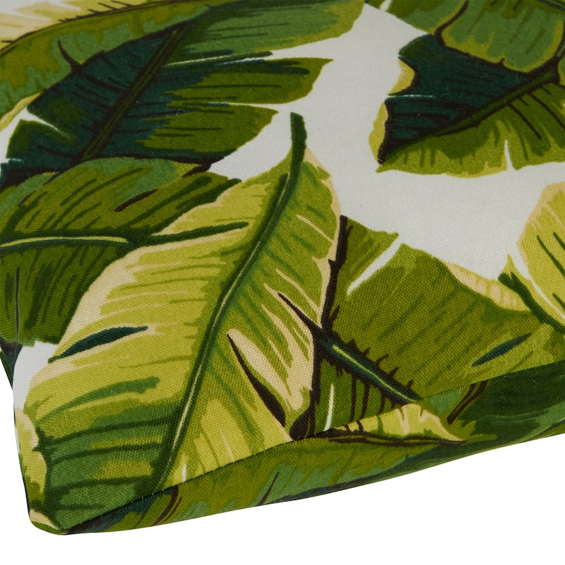 Palm Leaves White Outdoor Lumbar Pillows (Set of 2)