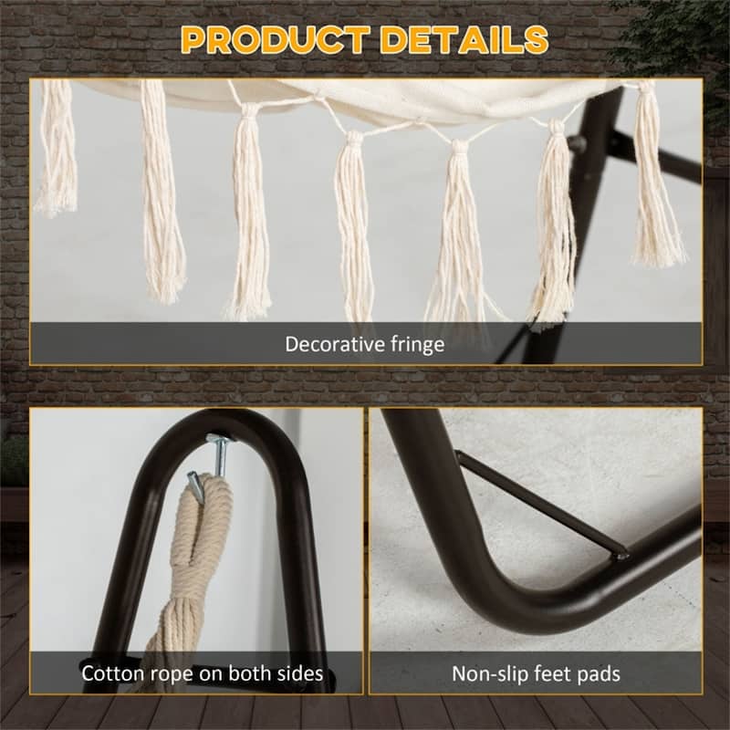 Hammock Chair with Stand Heavy Duty Steel Frame Ergonomic U Shape Design with Side Pockets for Indoor and Outdoor Use