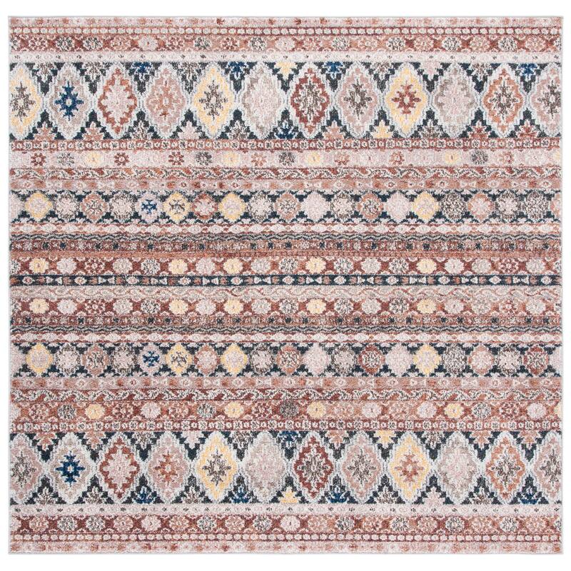 SAFAVIEH Crystal Modra Boho Tribal Rug - 6'7" Square - Rust/Ivory
