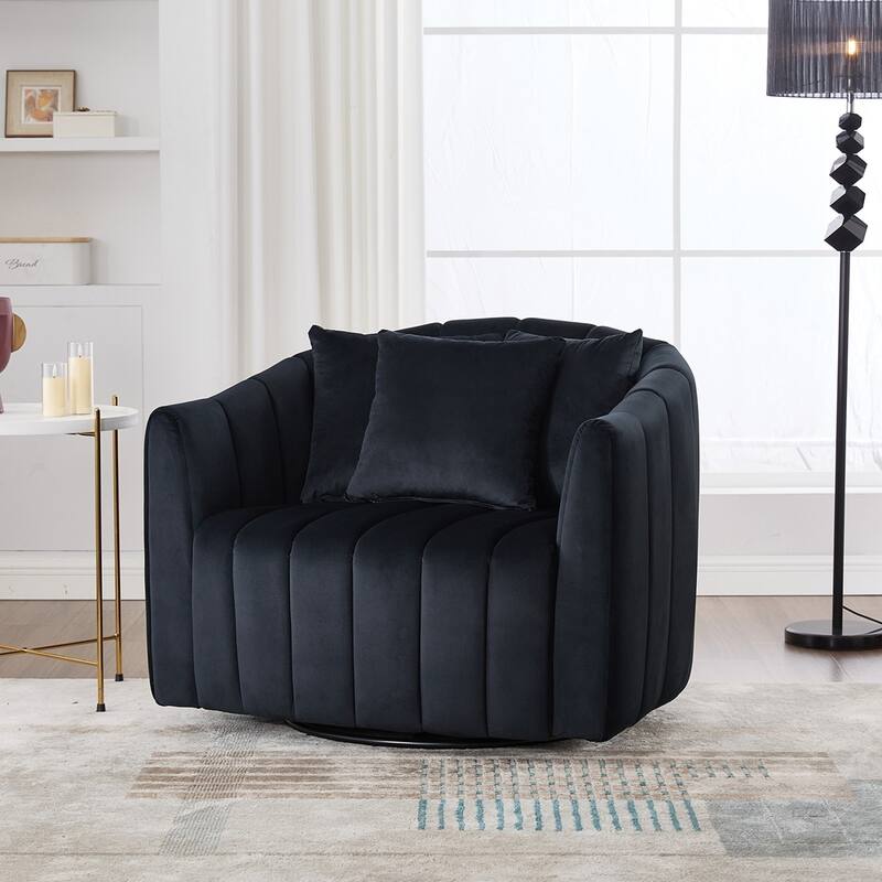 40.35"W Upholstered Oversized 360° Swivel Accent Barrel Chair