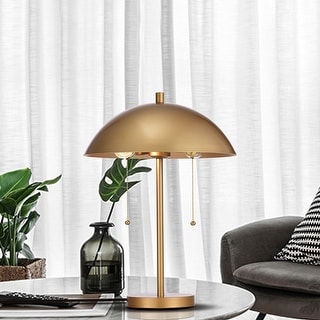Casey Matte Gold 2 Light Metal Dome Table Lamp On Sale Bed