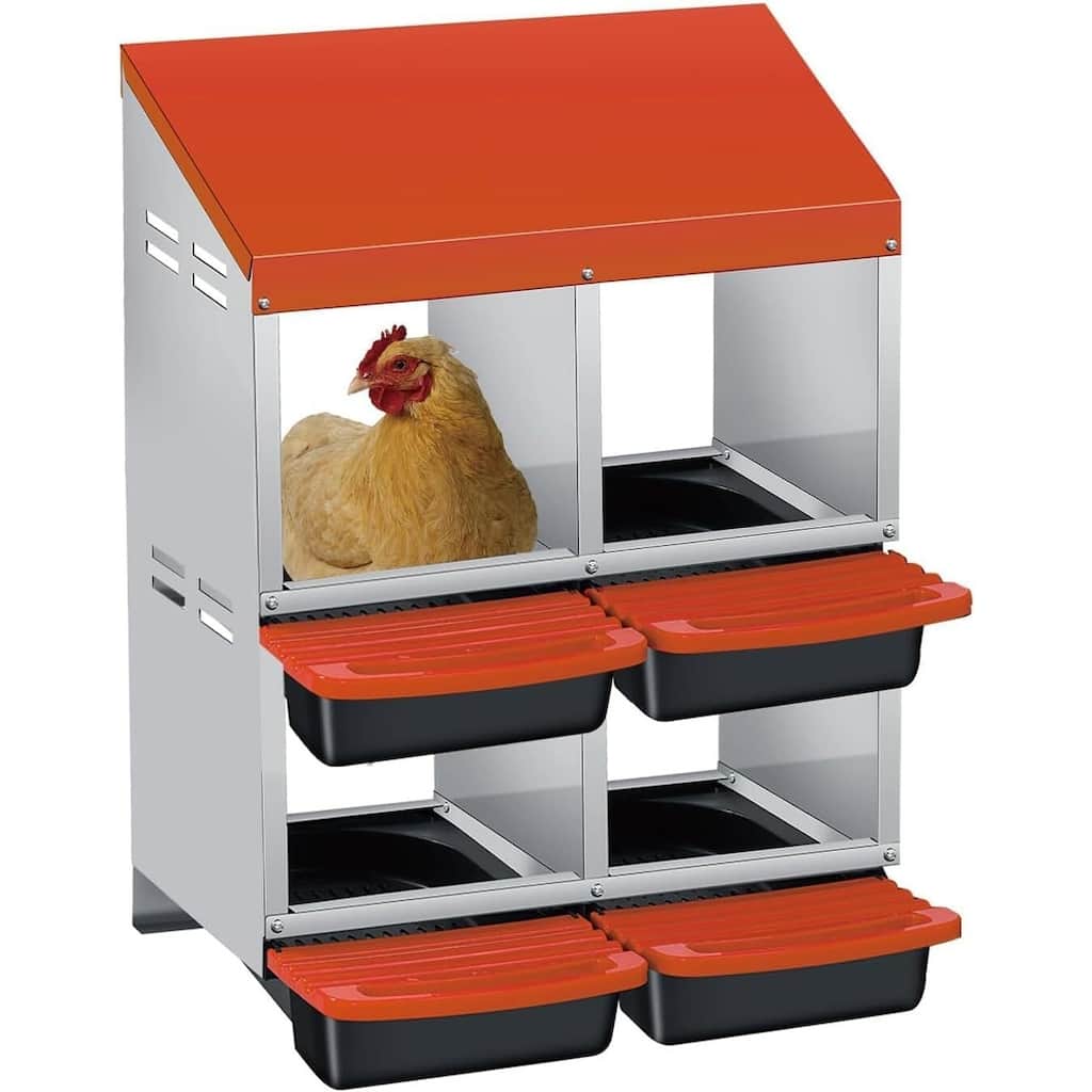 2 Tier 4 Holes Egg-Laying Boxes Nesting Boxes for Chickens Coops