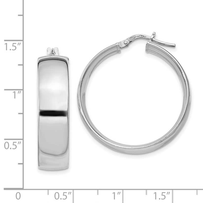 Curata 925 Sterling Silver 31x6mm Polished Wedding Band Hoop Earrings