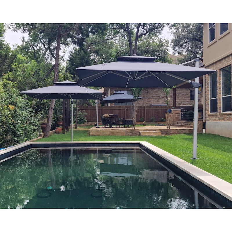 PURPLE LEAF 10ft Square Patio Offset Cantilever Umbrella with Base Included