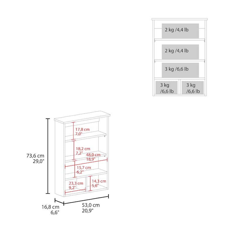 Medicine Cabinet 29" H, with 5 Shelves, 1 Door, and 1 Mirror, White