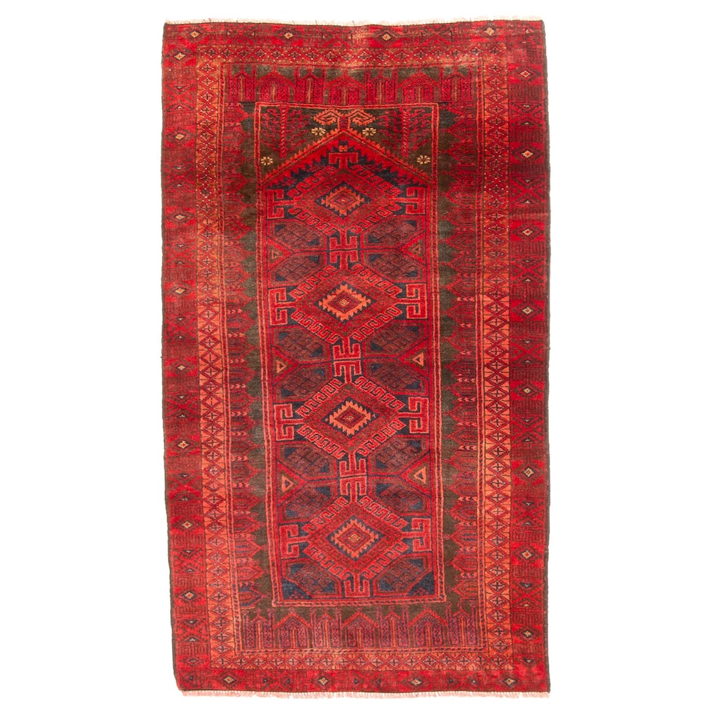 ECARPETGALLERY Hand-knotted Teimani Red Wool Rug - 2'8 x 4'9