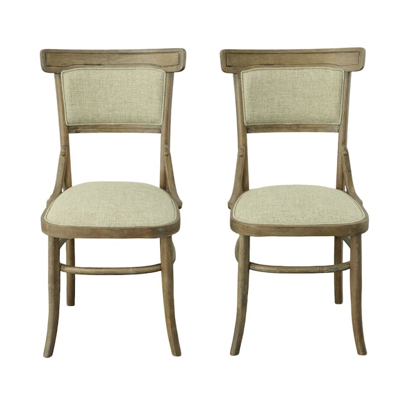 Upholstered Dining Chairs - 37" - Brown and Beige - Set of 2
