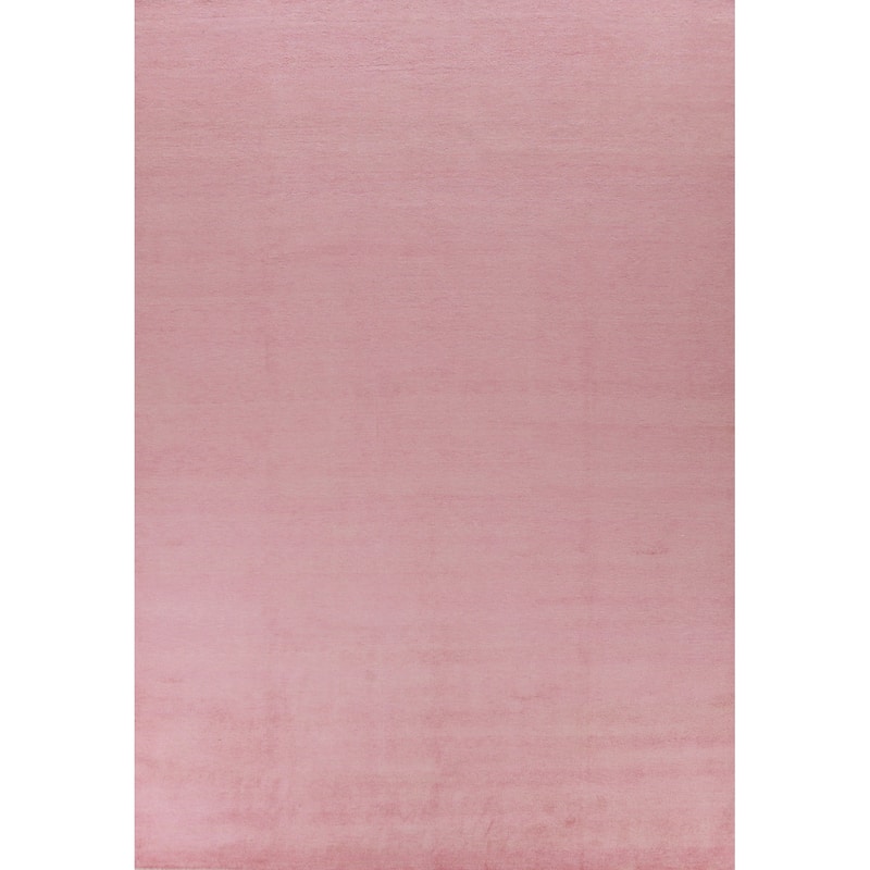 Hand Knotted Oriental 100% Wool Carpet Modern Solid Pink Gabbeh Area Rug - 12' 9'' X 9' 1''